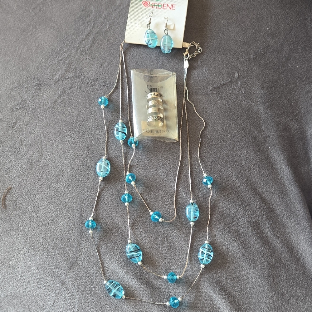 Ardene Turquoise Beaded Necklace and Toe ring Set Nwt Y2k Hilary Duff (🛍 6/$36)